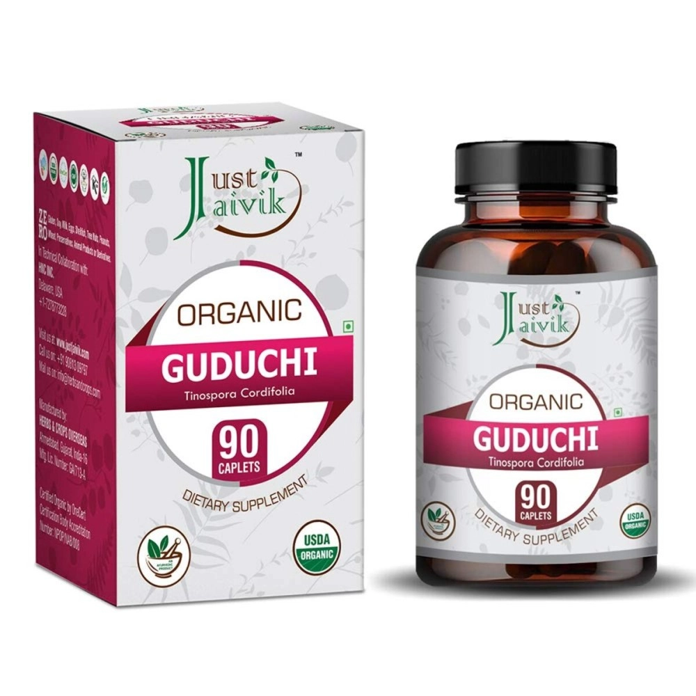 Just Jaivik Organic Guduchi (Tinospora Cordifolia) / Giloy Tablets As Dietary Supplements - 750mg (90 Tablets) | for Immunity Wellness & Supports Overall Health and Well-Being