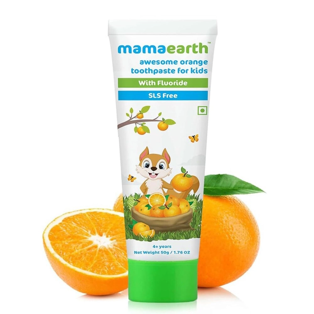 Mamaearth Natural Toothpaste, Orange Flavour, SLS Free, with 750 PPM Fluoride, 4+ Years, Plant Based (50 GM)