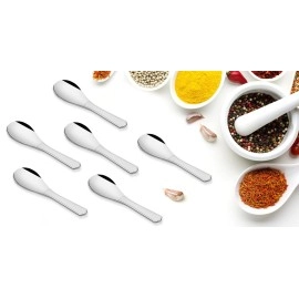 Koko Stainless Steel Masala Spoons For Spices Jar & Container | Masala Spoon Set of 12 Pieces | Small Masala Spoons For Spices | Length 9 CM, Silver Masala Spoon
