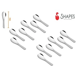 Koko Stainless Steel Masala Spoons For Spices Jar & Container | Masala Spoon Set of 12 Pieces | Small Masala Spoons For Spices | Length 9 CM, Silver Masala Spoon