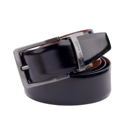 Bacca Bucci Men\'s Reversible Classic Dress belt Italian Top Grain Genuine leather black & brown with rotating Metal Buckle-Black/Brown