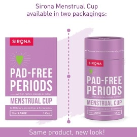 Sirona Reusable Menstrual Cup for Women with Pouch | Ultra Soft, Odour and Rash Free | 100% Medical Grade Silicone | No Leakage | Protection for Up to 8-10 Hours | FDA Approved (Large & Medium)