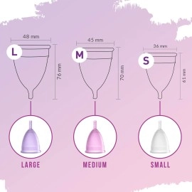 Sirona Reusable Menstrual Cup for Women with Pouch | Ultra Soft, Odour and Rash Free | 100% Medical Grade Silicone | No Leakage | Protection for Up to 8-10 Hours | FDA Approved (Large & Medium)