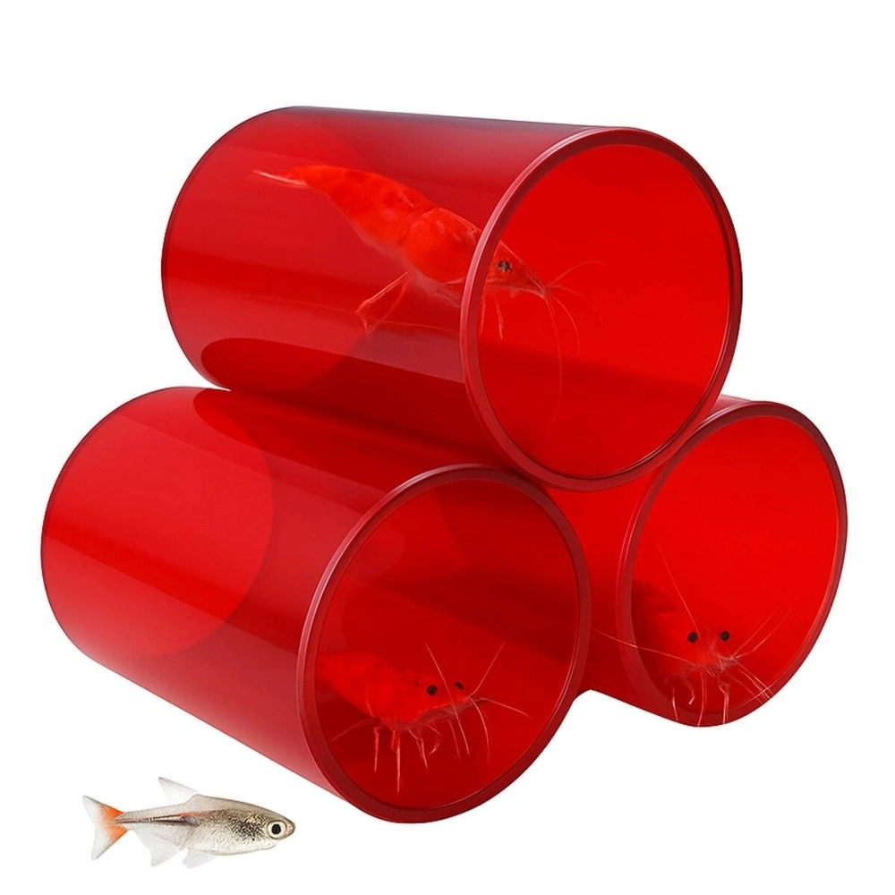 Venus Aqua Shrimp Cave Shelter Tube for Fish Tank (Large, Dia 8cm) | Acrylic Breeding Pipe for Shrimps & Small Fish | Aquarium Decor Hiding Spot | 3pcs Set | Color May Vary