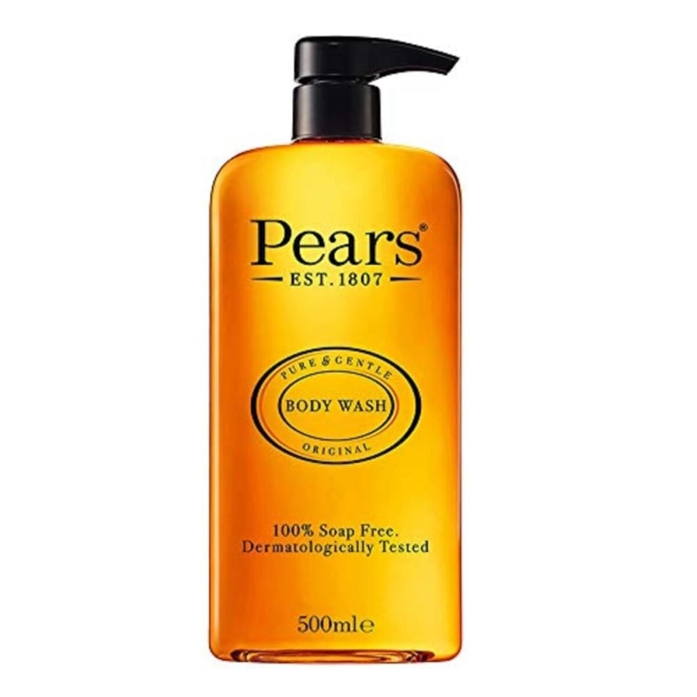 Pears Pure & Gentle Body Wash - Soothing Natural Extracts Shower Gel, 10x More Moisturiser*, Soap-Free Hand & Body Cleanser, Skin Care Shower Gift for Women and Men, Original Scent, 500ml