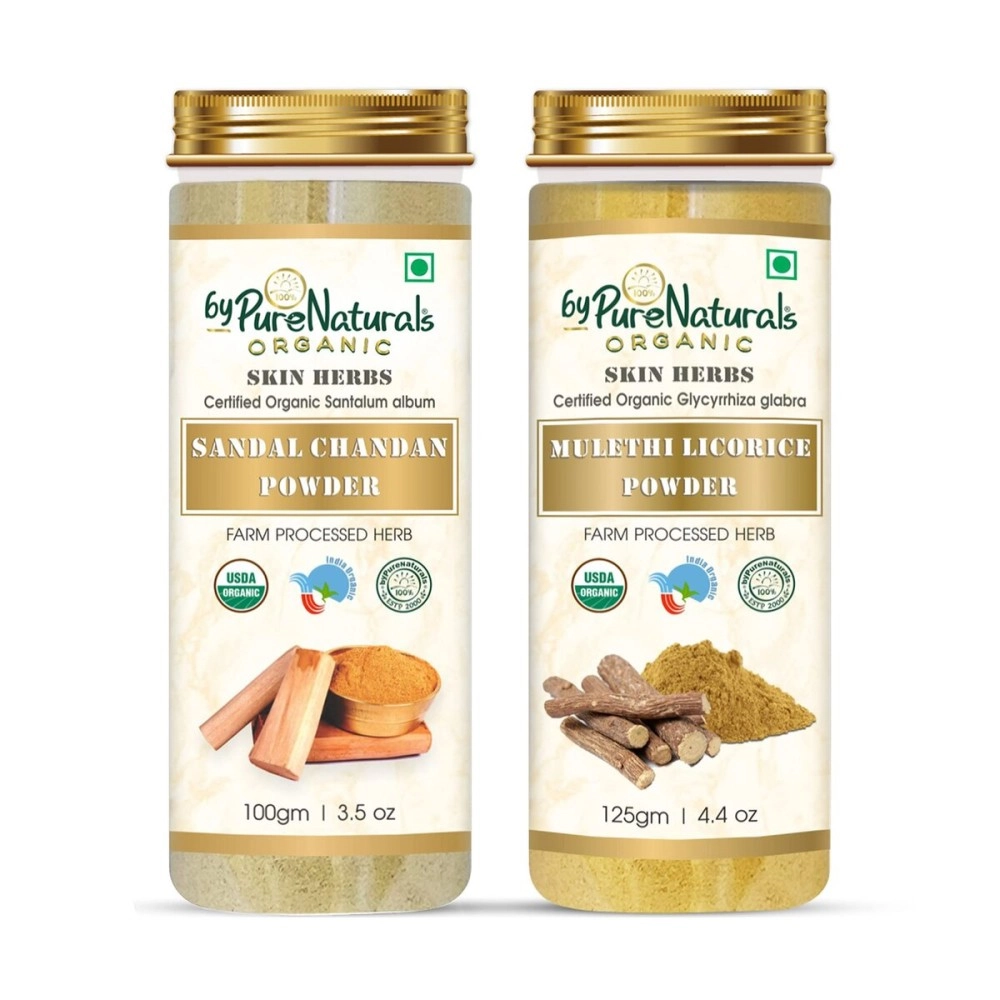 byPureNaturals 100% Natural Herbal Organic Mulethi Powder & Sandalwood Powder Combo Kit- 225gm