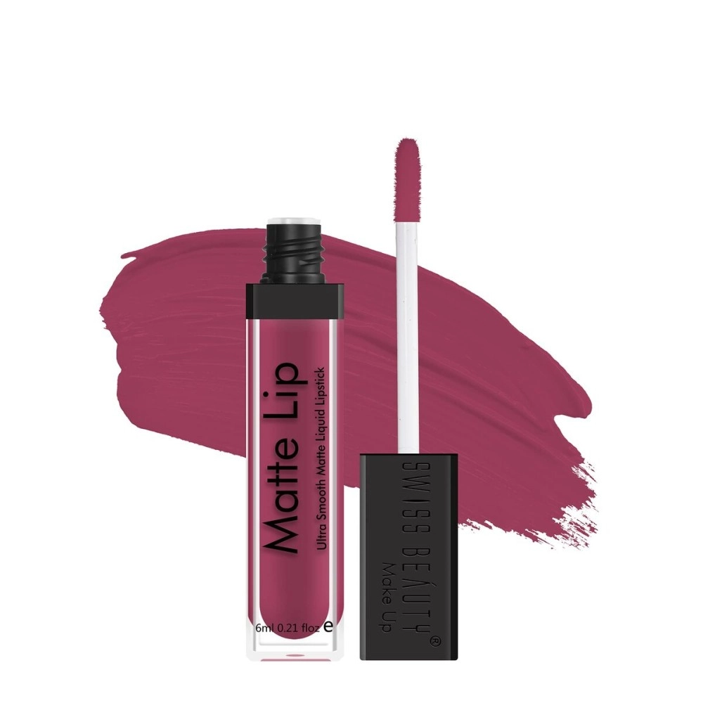 Swiss Beauty Ultra Smooth Matte Liquid Lipstick, Smooth Lip Color, Weightless Finish, Silky Matte Finish, Shade- Rose, 6ml