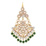 I Jewels Gold Plated Kundan & Pearl Pasa Kalank Inspired Hair Jewellery for Women (T2024G)