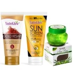 NUTRIGLOW Gold Kesar Face Wash with Sunscreen and Aloe Vera Gel, Pack of 3 (65ml + 65ml + 100g)