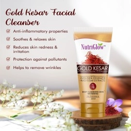 NUTRIGLOW Gold Kesar Face Wash with Sunscreen and Aloe Vera Gel, Pack of 3 (65ml + 65ml + 100g)