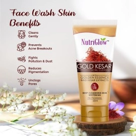 NUTRIGLOW Gold Kesar Face Wash with Sunscreen and Aloe Vera Gel, Pack of 3 (65ml + 65ml + 100g)