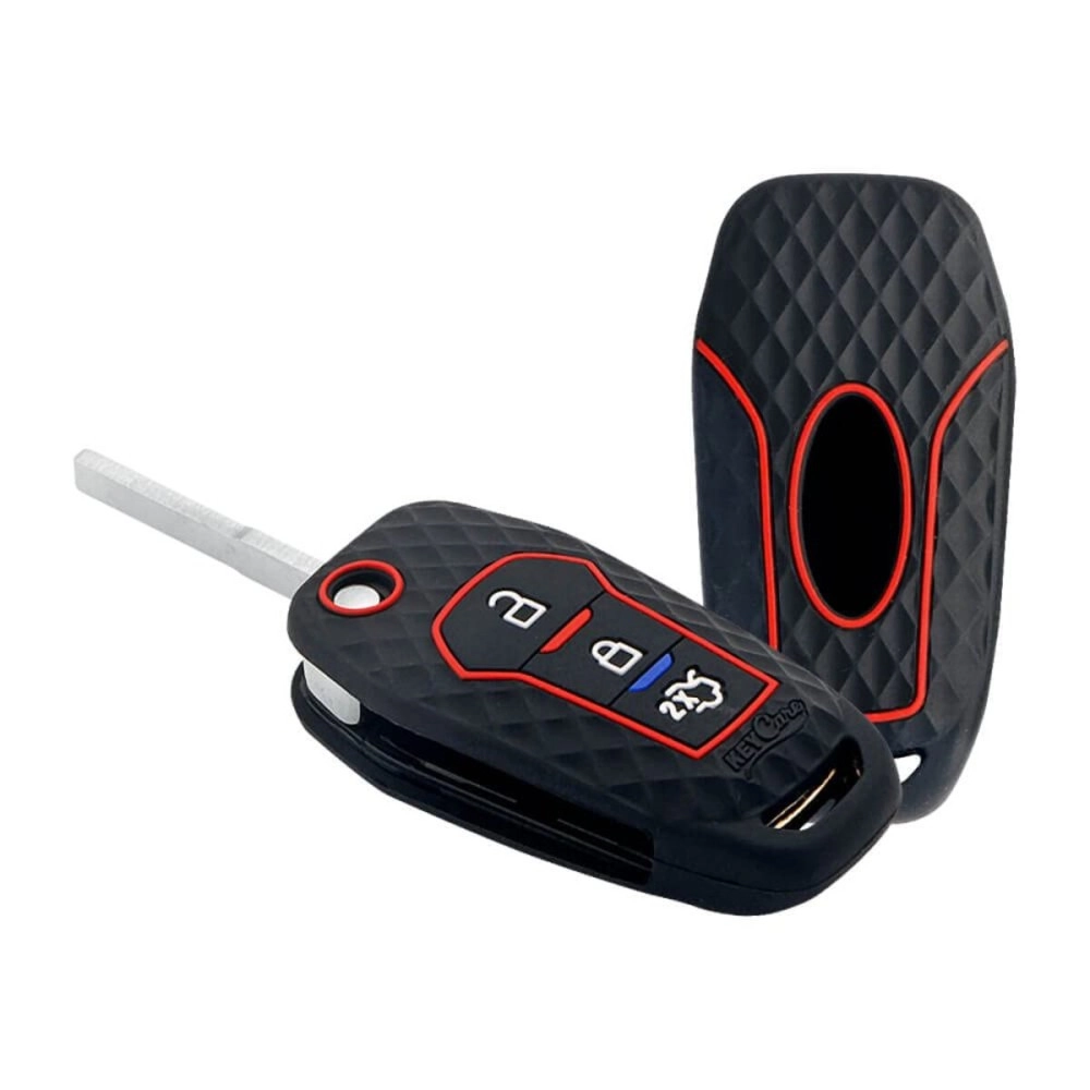 Keycare silicone key cover fit compatible for Figo Aspire/ Endeavour flip keys (BLack)