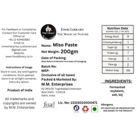 Food Library The Magic Of Nature Miso Paste, 200g | Authentic Culinary Paste for Japanese Soups, Sauces, Marinades & Stir-Fries | Fully Prepared & Ready to Use