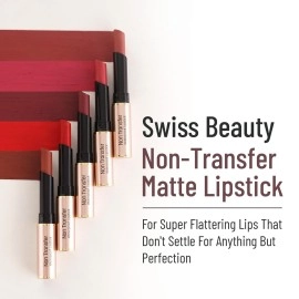 Swiss Beauty Non-Transfer Waterproof Lipstick with Jojoba Seed Oil | Matte Finish | Long-Lasting | Highly Pigmented | Shade- Rusty Nude, 3gm