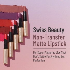 Swiss Beauty Non-Transfer Waterproof Lipstick with Jojoba Seed Oil | Matte Finish | Long-Lasting | Highly Pigmented | Shade- Loud Pink, 3gm