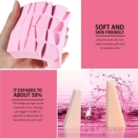Teenitor 48 Pieces Makeup Sponge Blender For Face Curve Blending, Latex Free, Wedge Shaped Smooth Apply Beauty Sponge Applicator For Liquid Cream Foundation Loose Setting Powder