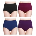 wirarpa Women\'s 4 Pack Cotton Underwear High Waisted Full Coverage Brief Panties Ladies Comfortable Underpants Multicolor Large