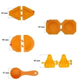 DS Kachori Samosa Modak Karanji Mould with Prasad Mud Scoop, Plastic