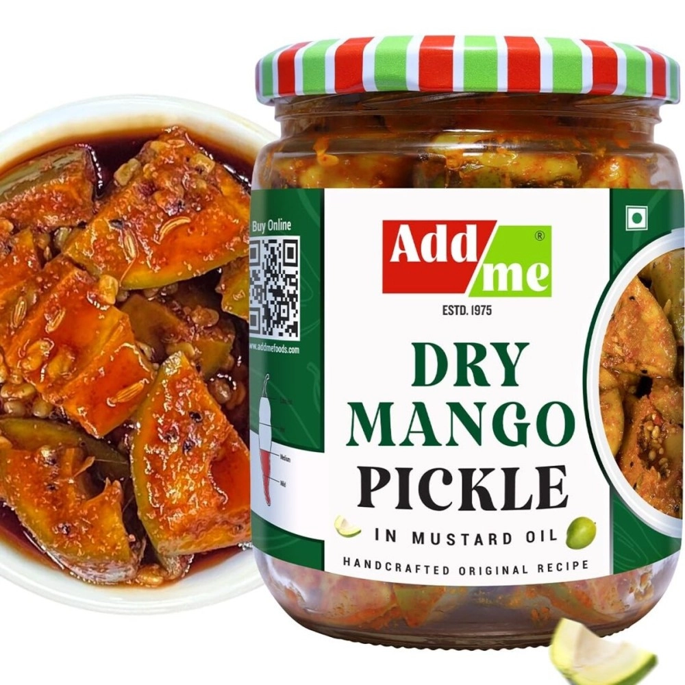 Add Me Home Made Dry Mango Pickle Less Oil 500gm Aam ka Achar 500 gm Glass jar