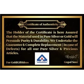 GoldGiftIdeas Pure 999 Silver OM Rakhi for Brother, Golden -Silver Rakhi for Rakshabandhan with Pooja Thali Set (5 Inch) Rakhi Gift for Men/Boys (Bracelet)