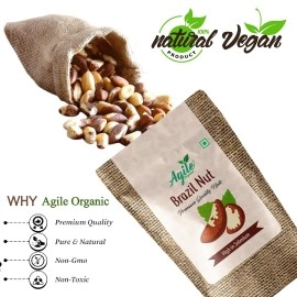 Agile Organic Jumbo Brazil Nuts 500g | Whole, Raw and Unsalted | Immunity Boosting | Rich in Selenium and Magnesium (Grade A ++ Nuts, Premium Jumbo Size, Imported)