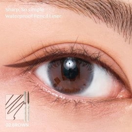 CLIO PROFESSIONAL Sharp So Simple Waterproof Pencil Eye Liner | Micro Precision Tip (2mm), Twist Up, Self-Sharpening, Long Lasting, Smudge-Resistant, High-Intensity Color, Ultra-Smooth | Brown (02)