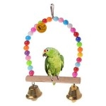 Sage Square Playful Natural Wood Bead Hanging Hammock Swing Toy Cage Accessories for Cockatiel, Lovebird, Budgerigar, Canary, Budgeri Birds (Small & Medium Birds)