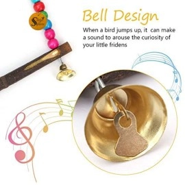 Sage Square Playful Natural Wood Bead Hanging Hammock Swing Toy Cage Accessories for Cockatiel, Lovebird, Budgerigar, Canary, Budgeri Birds (Small & Medium Birds)