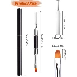 Kalolary Dual-Ended Poly Gel Brush & Picker - 2 in 1 Designs, Poly Brushes & Stainless Steel Picker for UV Gel Acrylic Nails Extension (Black)