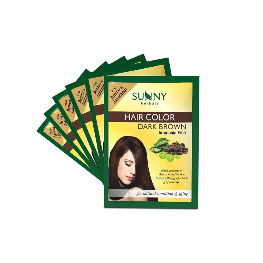 Sunny Bakson\'s Herbal Hair Color, Dark Brown, 20 gm (Pack of 6)