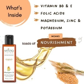 Mystiq Living Wheat Germ Oil, 50ML | Cold Pressed | 100% Pure and Natural