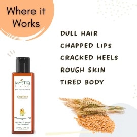 Mystiq Living Wheat Germ Oil, 50ML | Cold Pressed | 100% Pure and Natural