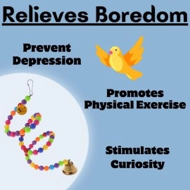 Sage Square 65cm Jumbo Playful Natural Wood Bead Swing Flexible Ladder Toy for Cockatiel, Lovebird, Budgerigar, Sun Conure, Finch, African Grey, Canary, Cockatoo, Macaw, Budgeri Birds