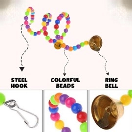 Sage Square 65cm Jumbo Playful Natural Wood Bead Swing Flexible Ladder Toy for Cockatiel, Lovebird, Budgerigar, Sun Conure, Finch, African Grey, Canary, Cockatoo, Macaw, Budgeri Birds