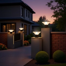 Lyse Decor Waterproof Gate Light for Main Gate Entrance, Outdoor Pillar Lamp, Gate Lamp for Garden & Boundaries Lights (Modern Design Stairs Shape, Pair of 2 Pieces)