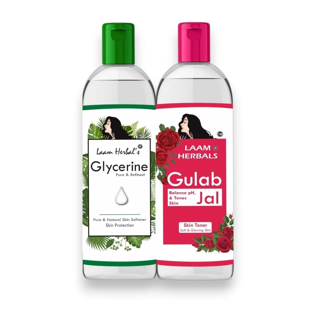 Laam Premium Rose water (Gulabjal)+Pure & Refined IP Glycerine- 200+200 ml