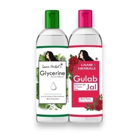 Laam Premium Rose water (Gulabjal)+Pure & Refined IP Glycerine- 200+200 ml