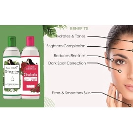 Laam Premium Rose water (Gulabjal)+Pure & Refined IP Glycerine- 200+200 ml