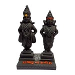 S A GIFTS Sai Amrut Vitthal Rukmani Stand | Vitthal Rukmini Idol for Home & Offices Decorative Showpiece (5 Inch, Black), Polyresin