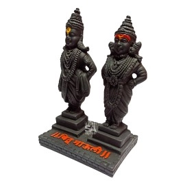 S A GIFTS Sai Amrut Vitthal Rukmani Stand | Vitthal Rukmini Idol for Home & Offices Decorative Showpiece (5 Inch, Black), Polyresin