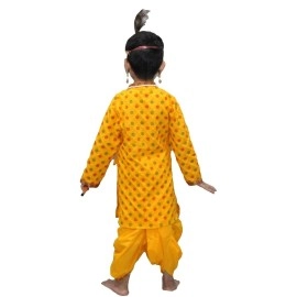 Kaku Fancy Dresses Krishna Costume/Janmashtami/Kanha/Krishnaleela Dress Yellow (2-3 Years)