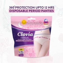 Clovia Womens Heavy Flow Disposable Period Panties for Sanitary Protection L - Xl (3 Pack - 6 Panties) | Sanitary Pads Pant Style
