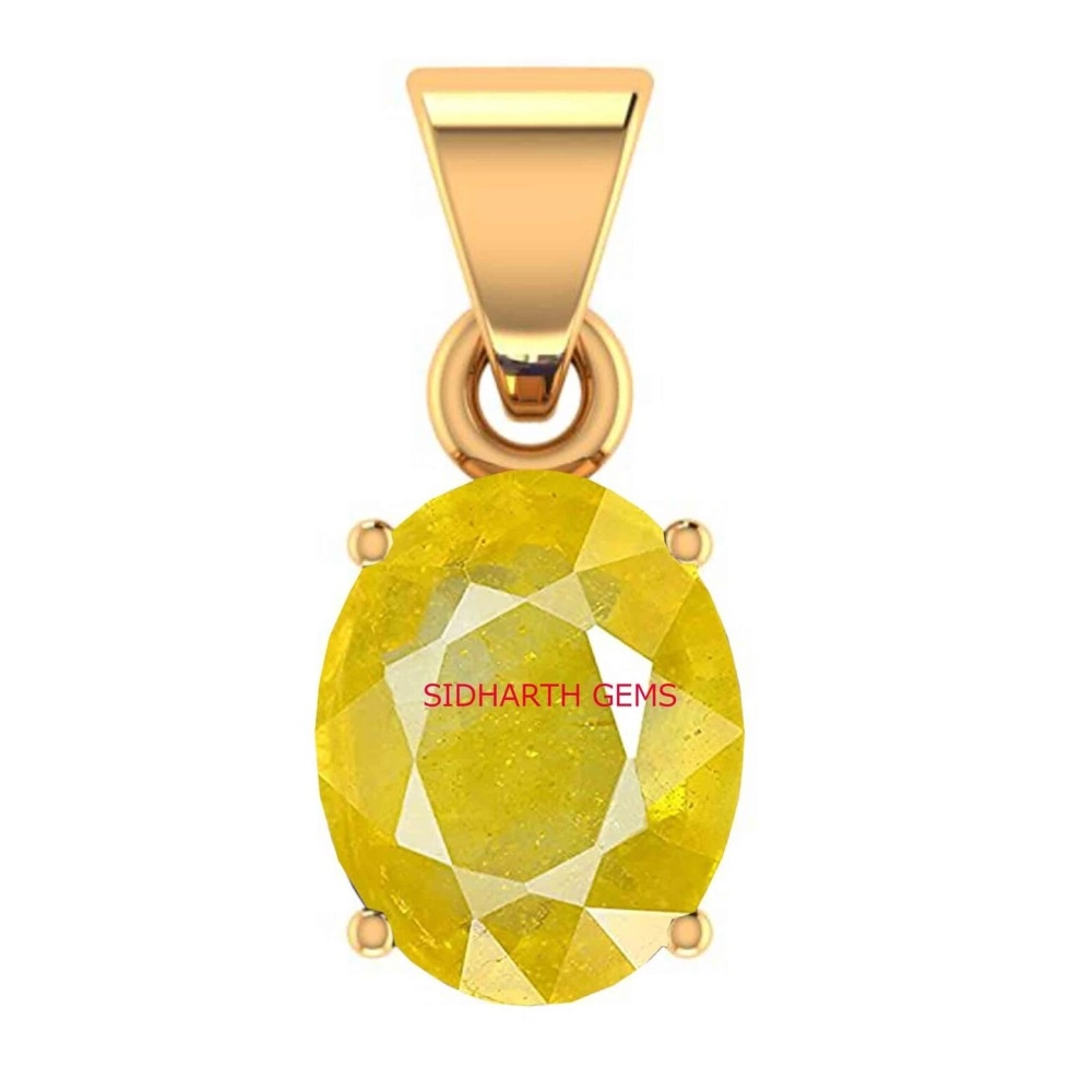 Sidharth Gems 5.50 Carat YNatural Yellow Sapphire Pendant/Locket (Pukhraj Stone Panchadhatu Pendant) AAA Quality Gemstone