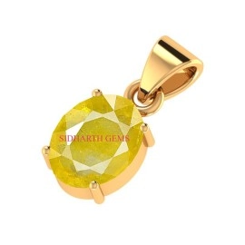 Sidharth Gems 5.50 Carat YNatural Yellow Sapphire Pendant/Locket (Pukhraj Stone Panchadhatu Pendant) AAA Quality Gemstone