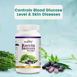 Kudos Karela Jamun Powder | Diabetes powder Ayurvedic | Controls blood and glucose level | 200gm