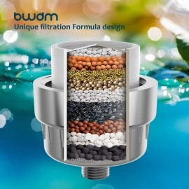 BWDM 15 Stage Shower Filter - Shower Head Filter - Hard Water Filter, Remove Chlorine Heavy Metals and Other Sediments, Vitamin C Water Softener Reduces Dry Itchy Skin, Dandruff (Chrome)