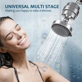 BWDM 15 Stage Shower Filter - Shower Head Filter - Hard Water Filter, Remove Chlorine Heavy Metals and Other Sediments, Vitamin C Water Softener Reduces Dry Itchy Skin, Dandruff (Chrome)