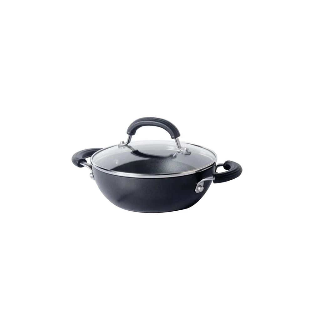 Circulon Origins Non-Stick + Hard Anodized Aluminium Kadhai with Lid and Stay Cool Phenolic Handles / 2.5mm Thickness/Induction and Gas Suitable, 24cm Large