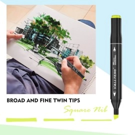 Vallteng 80 Colors Graphic Marker Pen Dual Tip Sketch Pen Twin Marker Double Ended Finecolour Sketch Marker Broad and Fine Point Tip with Black Bag