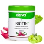 OZiva Plant Based Biotin For Hair Growth 10000Mcg+ With Amla For Men & Women, Biotin Supplement To Support Hairfall Control & Healthier Skin, Certified Clean & Vegan, 125 Gm